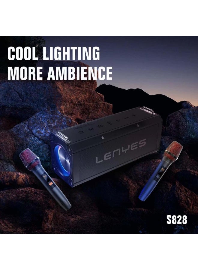 Lenyes S828 120W Party Speaker – Dual Wireless Microphones, 16000mAh Battery, RGB Lights - Image 2